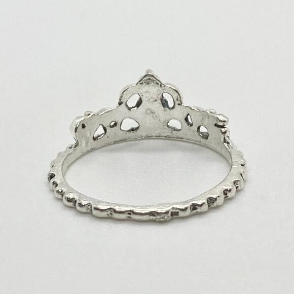 Size 6.75 Silver Tone Princess Crown Ring - Picture 5 of 8